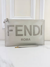 FENDI LOGO CLUTCH / WRISTLET IN GREY