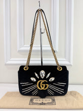 GUCCI MARMONT VELVET MARQUIS CRYSTAL IN BLACK