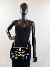 GUCCI MARMONT VELVET MARQUIS CRYSTAL IN BLACK