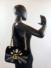 GUCCI MARMONT VELVET MARQUIS CRYSTAL IN BLACK