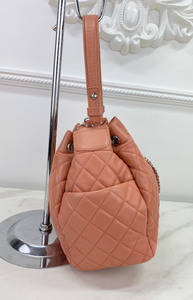 CHANEL LAMBSKIN QUILTED CC DRAWSTRING BUCKET BAG / CROSSBODY