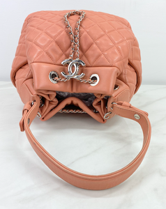 CHANEL LAMBSKIN QUILTED CC DRAWSTRING BUCKET BAG / CROSSBODY