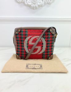 GUCCI HOUNDSTOOTH BOXY TRUNK CROSSBODY