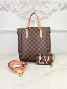 LOUIS VUITTON DAMIER EBENE BELMONT PM (PINK)