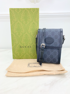 GUCCI GG SUPREME AZALEA CALFSKIN MINI RETRO INTERLOCKING CROSSBODY