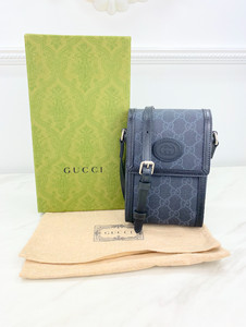 GUCCI GG SUPREME AZALEA CALFSKIN MINI RETRO INTERLOCKING CROSSBODY