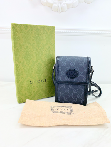 GUCCI GG SUPREME AZALEA CALFSKIN MINI RETRO INTERLOCKING CROSSBODY