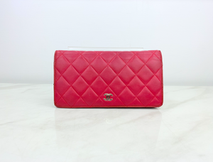 CHANEL WALLET QUILTED FLAP WALLET (RED/PINK)