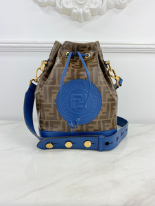 FENDI STAMP PATCH BUCKET BAG (BLUE)