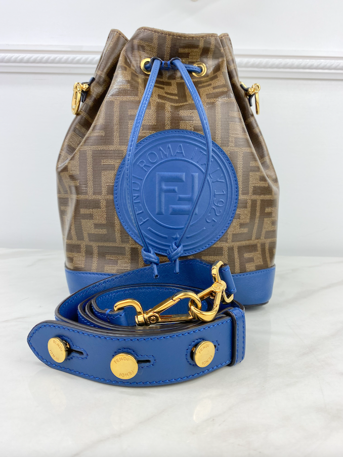 FENDI STAMP PATCH BUCKET BAG (BLUE)