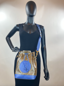 FENDI STAMP PATCH BUCKET BAG (BLUE)