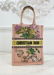 *WEEKEND SALE - ENDS MONDAY ! * DIOR FLEURS BIBLIQUES EMBROIDERED VERTICAL LT PINK BOOK TOTE