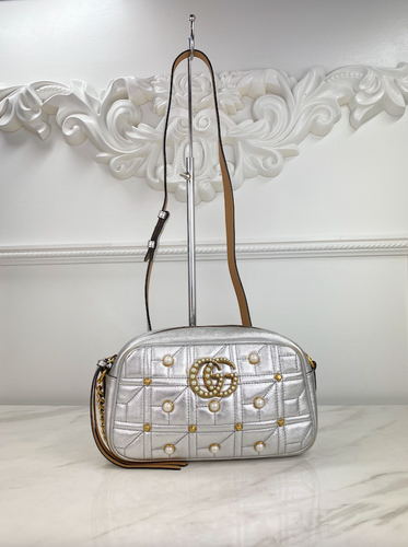 GUCCI MARMONT PEARLY METALLIC CHAIN SHOULDER BAG