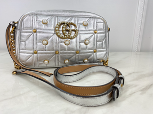 GUCCI MARMONT PEARLY METALLIC CHAIN SHOULDER BAG