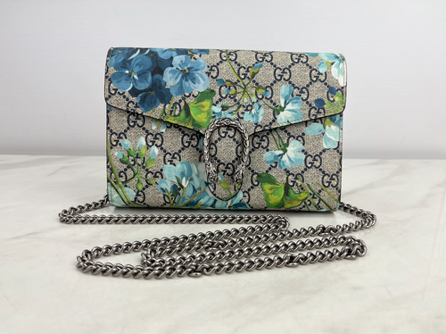 GUCCI DIONYSUS BLOOMS CHAIN WALLET (BLUE)