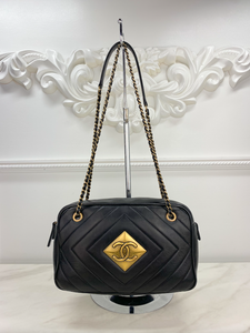 CHANEL PYRAMID CC CAMERA BAG CHEVRON QUILTED (LARGE)