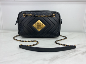 CHANEL PYRAMID CC CAMERA BAG CHEVRON QUILTED (LARGE)