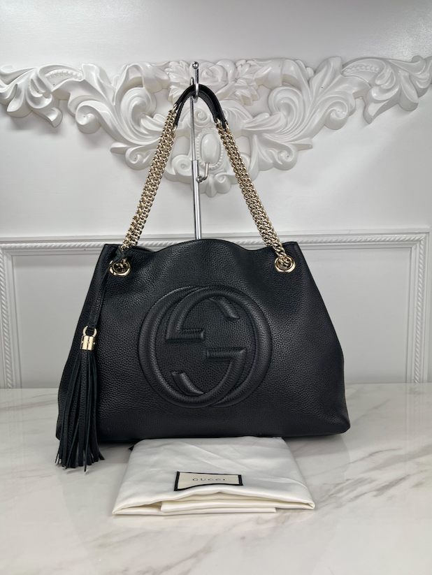 GUCCI SOHO CHAIN SHOULDER BAG (BLACK)