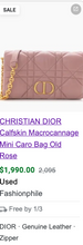 DIOR CALFSKIN MACROCANNAGE MINI CARO BAG