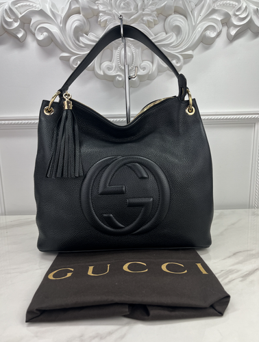 GUCCI SOHO HOBO PEBBLED CALFSKIN (BLACK)