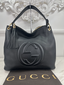 GUCCI SOHO HOBO PEBBLED CALFSKIN (BLACK)