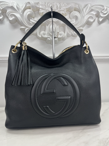 GUCCI SOHO HOBO PEBBLED CALFSKIN (BLACK)