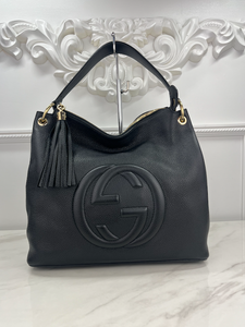 GUCCI SOHO HOBO PEBBLED CALFSKIN (BLACK)