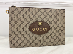 GUCCI GG SUPREME MONOGRAM NEO VINTAGE ZIP WRISTLET POUCH