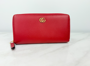 GUCCI GG MARMONT CONTINENTAL ZIP WALLET (RED)