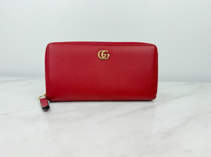 GUCCI GG MARMONT CONTINENTAL ZIP WALLET (RED)