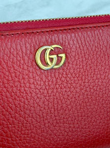GUCCI GG MARMONT CONTINENTAL ZIP WALLET (RED)