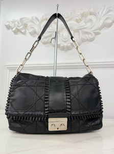 DIOR CANNAGE RUFFLE NEW LOCK FLAP (LAMBSKIN - BLACK)