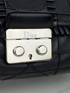 DIOR CANNAGE RUFFLE NEW LOCK FLAP (LAMBSKIN - BLACK)
