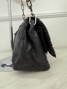 DIOR CANNAGE RUFFLE NEW LOCK FLAP (LAMBSKIN - BLACK)