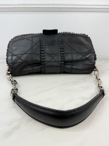 DIOR CANNAGE RUFFLE NEW LOCK FLAP (LAMBSKIN - BLACK)