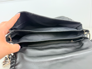DIOR CANNAGE RUFFLE NEW LOCK FLAP (LAMBSKIN - BLACK)