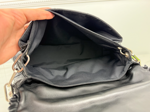 DIOR CANNAGE RUFFLE NEW LOCK FLAP (LAMBSKIN - BLACK)