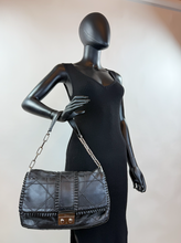 DIOR CANNAGE RUFFLE NEW LOCK FLAP (LAMBSKIN - BLACK)
