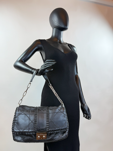 DIOR CANNAGE RUFFLE NEW LOCK FLAP (LAMBSKIN - BLACK)