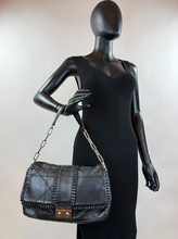 DIOR CANNAGE RUFFLE NEW LOCK FLAP (LAMBSKIN - BLACK)