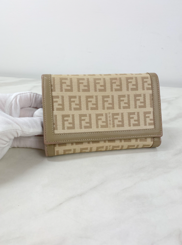 FENDI FF ZUCCA CANVAS COMPACT WALLET
