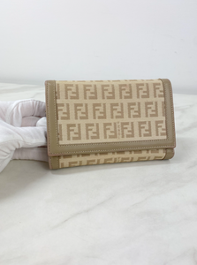 FENDI FF ZUCCA CANVAS COMPACT WALLET