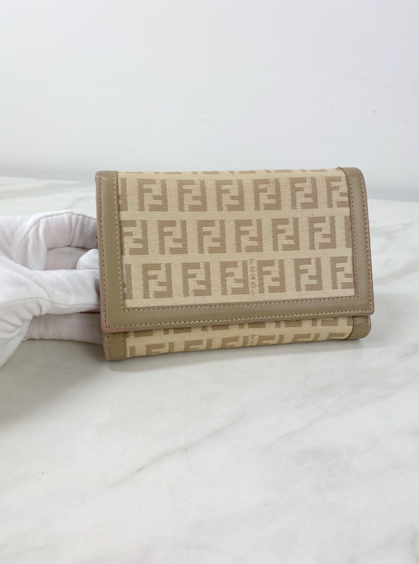 FENDI FF ZUCCA CANVAS COMPACT WALLET