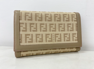 FENDI FF ZUCCA CANVAS COMPACT WALLET