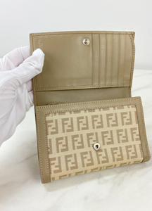 FENDI FF ZUCCA CANVAS COMPACT WALLET