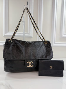 *COMBO DEAL* CHANEL "ROCK IN MOSCOW" JUMBO FLAP + WALLET  (BLACK - CALFSKIN)