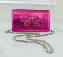 CHANEL METALLIC CALFSKIN BOW YEN WALLET / WOC