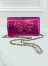 CHANEL METALLIC CALFSKIN BOW YEN WALLET / WOC