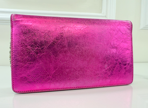 CHANEL METALLIC CALFSKIN BOW YEN WALLET / WOC