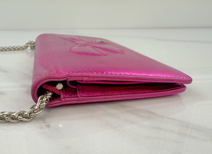 CHANEL METALLIC CALFSKIN BOW YEN WALLET / WOC